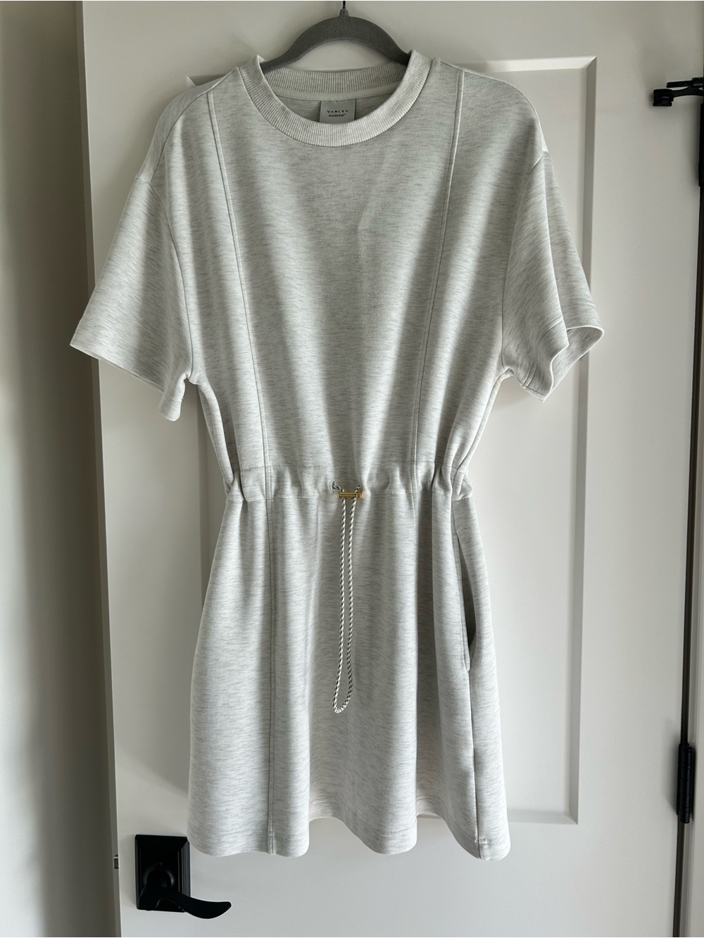Varley Light Gray Short Sleeve Drawstring Kids Dress